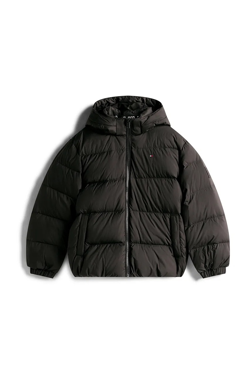 Детская пуховая куртка Tommy Hilfiger цвет чёрный KB0KB10091 Детская пуховая куртка Tommy Hilfiger цвет чёрный KB0KB10091