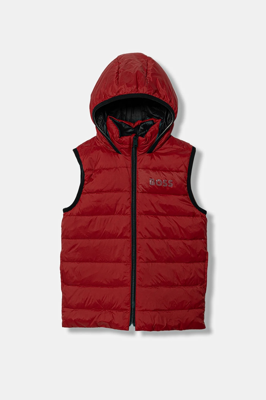 BOSS vestă copii culoarea bordo, J52395