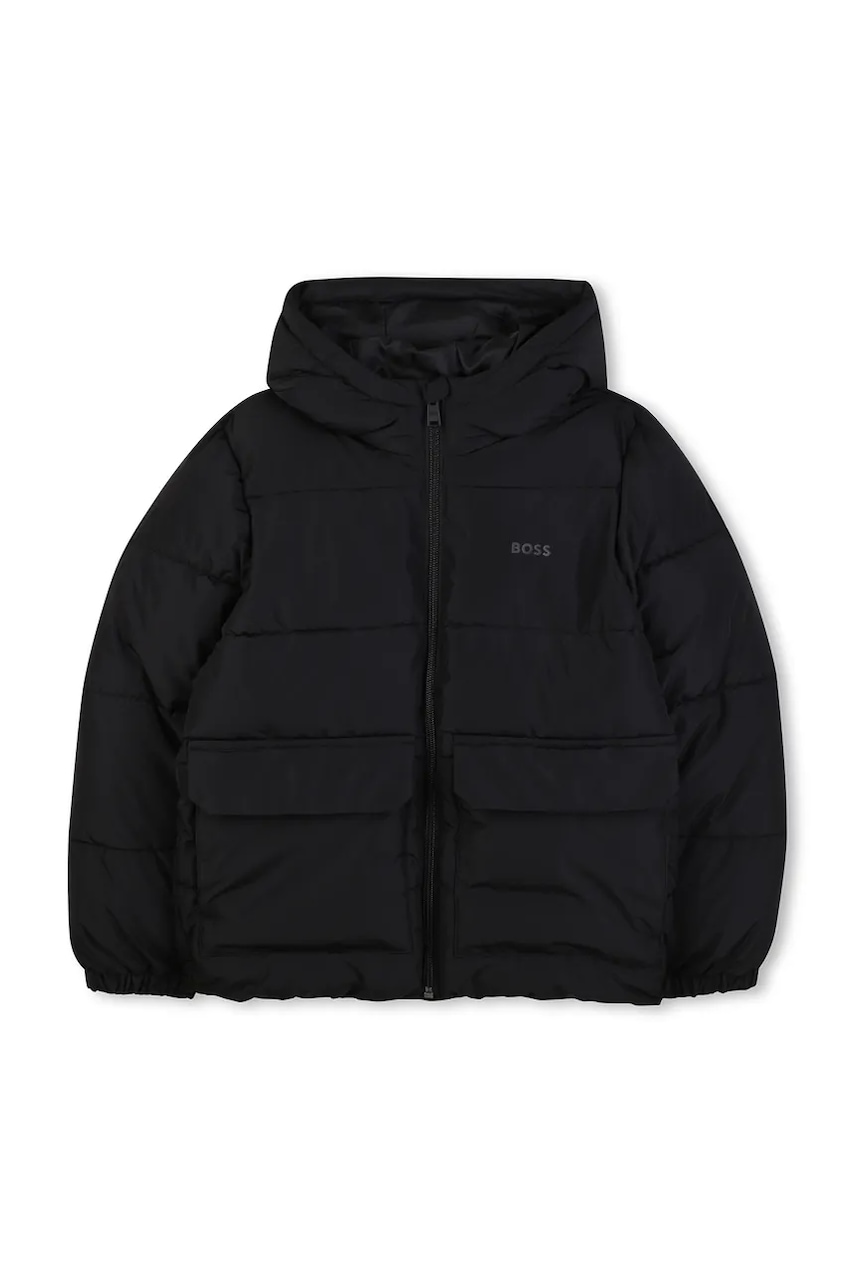 BOSS geacă copii culoarea negru, J52396