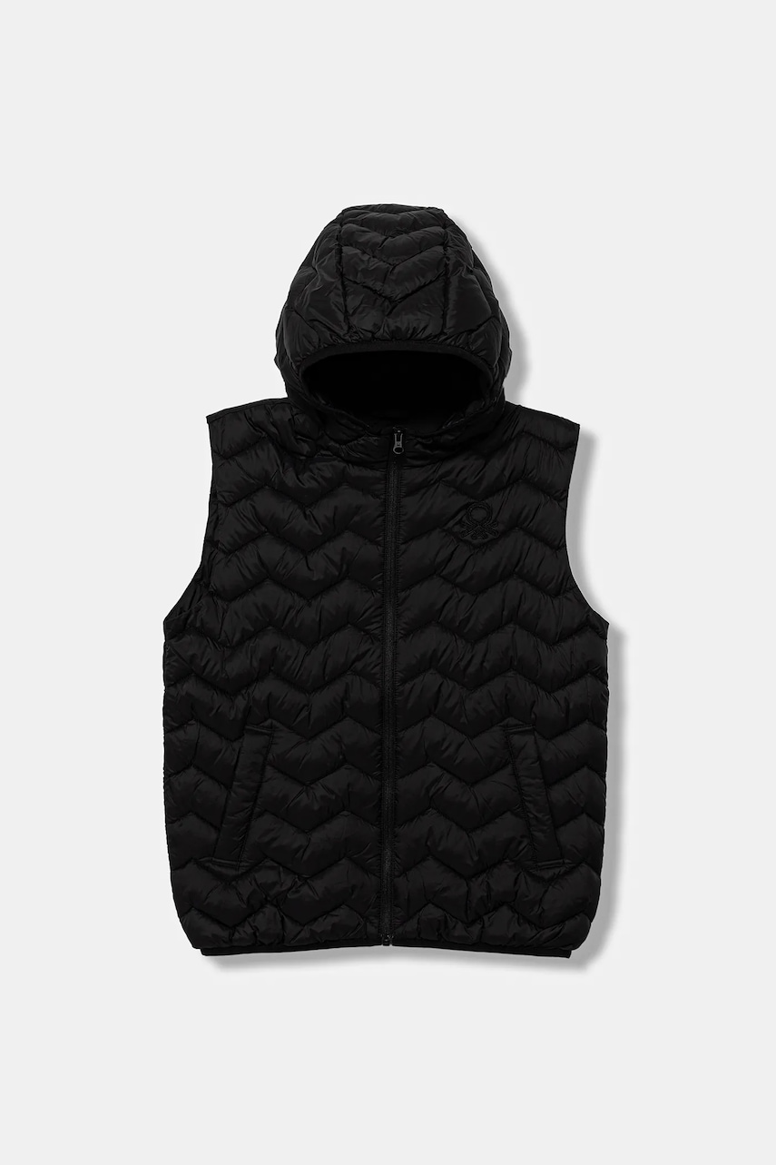 United Colors of Benetton vestă copii culoarea negru, 2TWDCJ00R