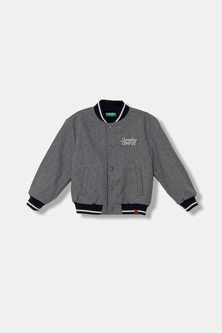 United Colors of Benetton jachetă bomber pentru copii cu lână culoare gri 2LLUCN06G