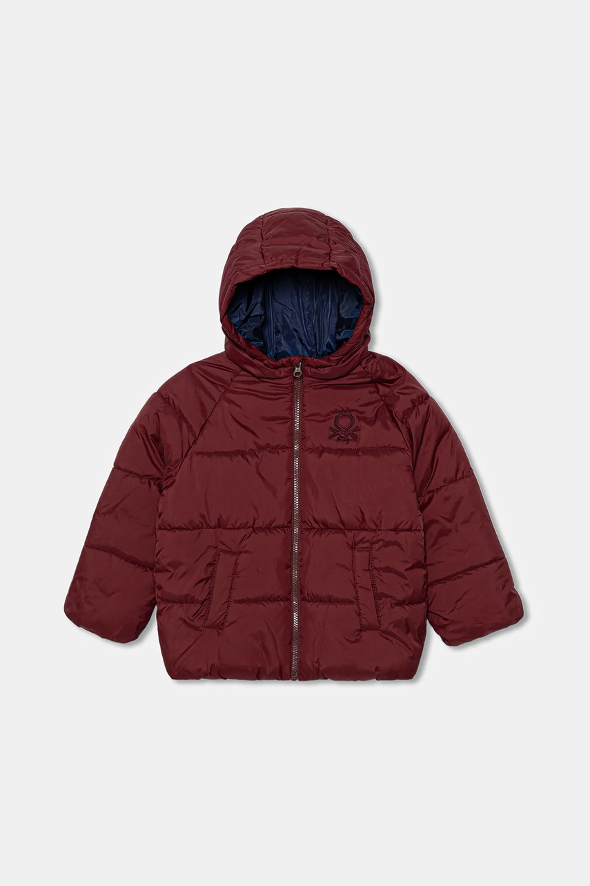 Levně Dětská bunda United Colors of Benetton vínová barva, 2WU0GN02W