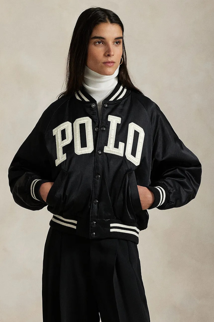 Levně Bomber bunda Polo Ralph Lauren černá barva, přechodná, oversize, 211970985