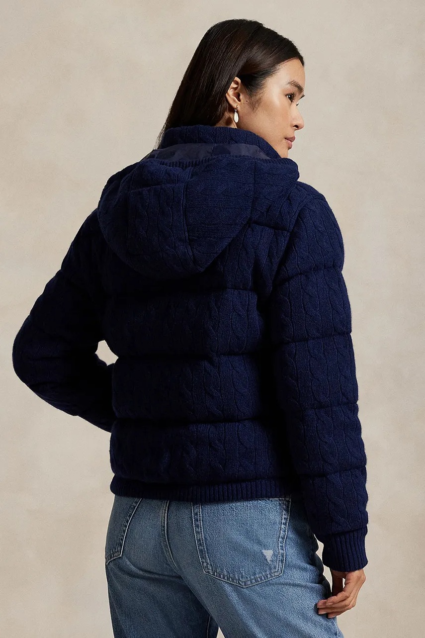 Шерстяная куртка-бомбер Polo Ralph Lauren цвет синий зимняя oversize 211A92614