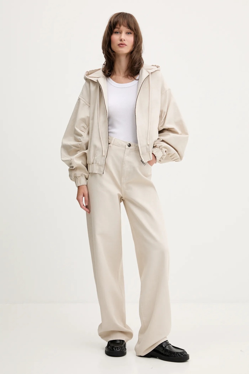 Хлопковая куртка Rotate цвет бежевый переходная oversize 1142831763