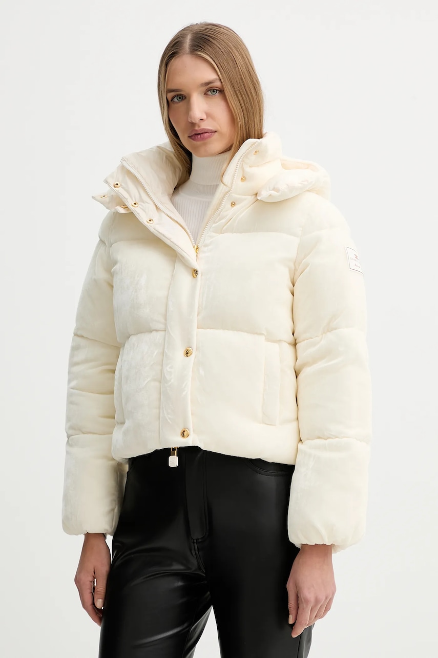Elisabetta Franchi jachetă de catifea culoarea bej, de iarna, PI82D56E2