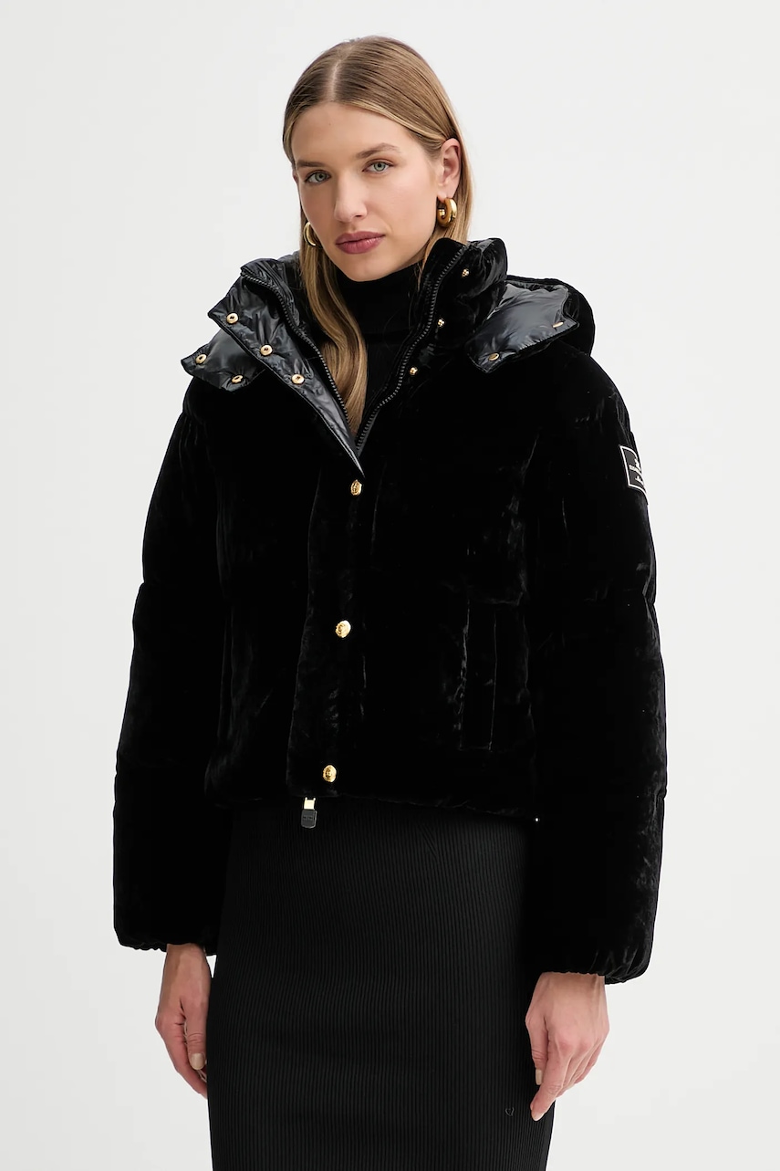 Elisabetta Franchi jachetă de catifea culoarea negru, de iarna, PI82D56E2