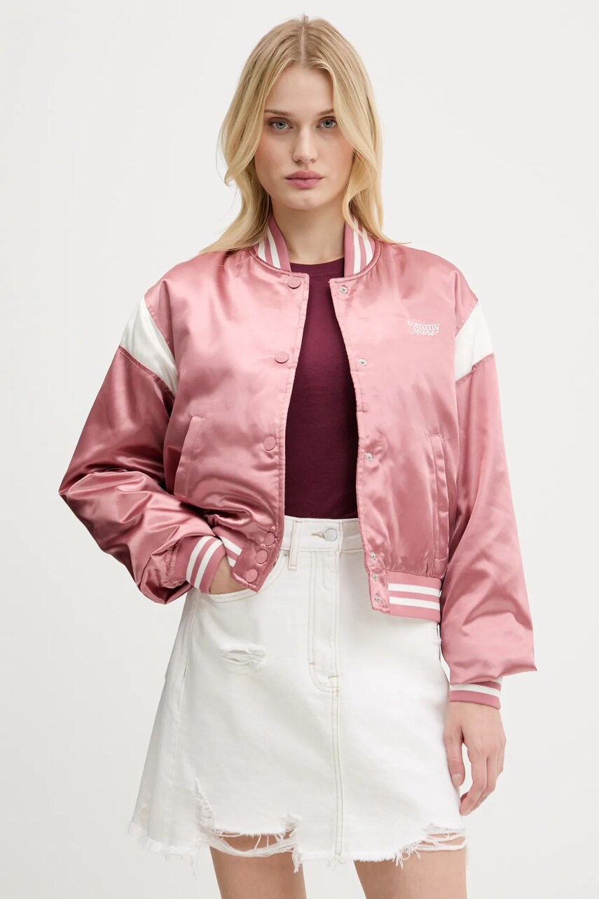 Tommy Jeans geacă bomber culoarea portocaliu, de tranziție, oversize, DW0DW20960