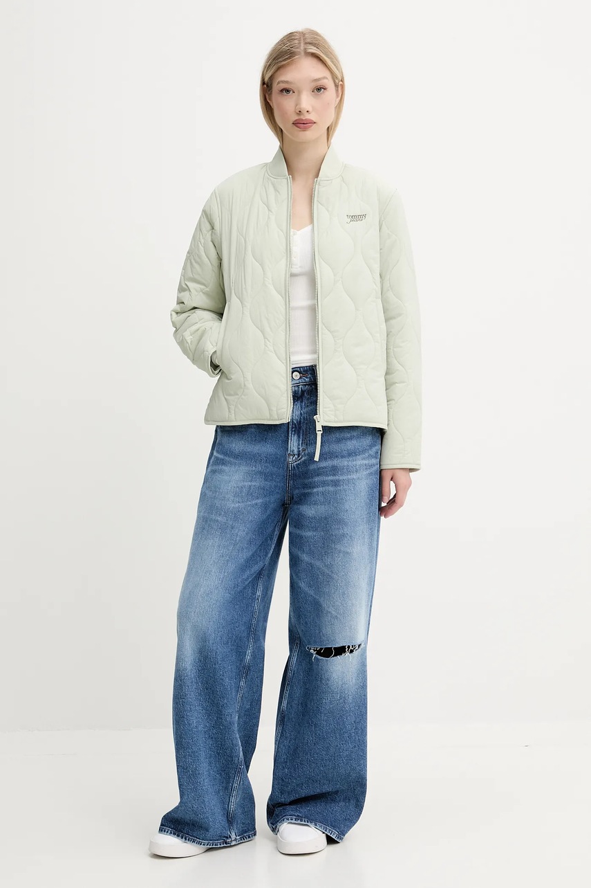 Куртка Tommy Jeans цвет зелёный демисезонная DW0DW20962