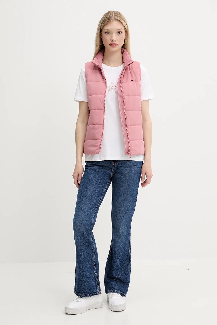 Безрукавка Tommy Jeans цвет розовый демисезонная DW0DW21409