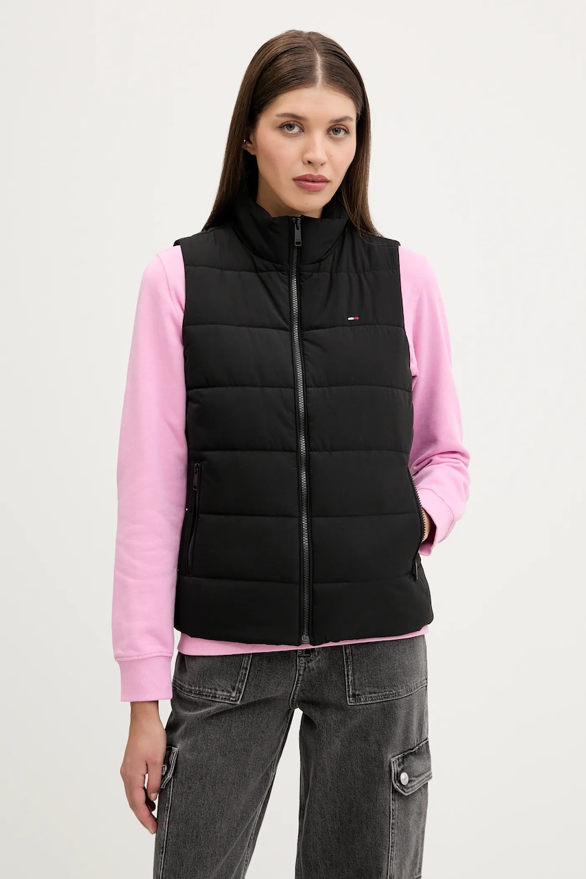 Tommy Jeans vestă culoarea negru, de tranziție, DW0DW21409