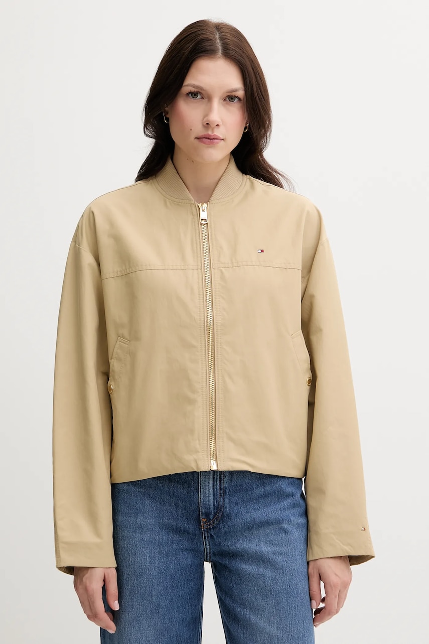 Levně Bomber bunda Tommy Hilfiger zelená barva, přechodná, oversize, WW0WW45619