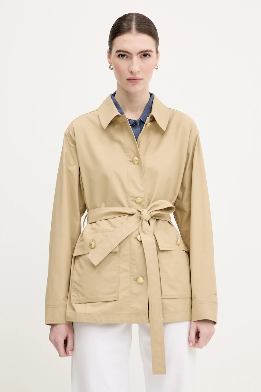 

Яке Tommy Hilfiger в зелено преходен модел WW0WW45620, Бежов