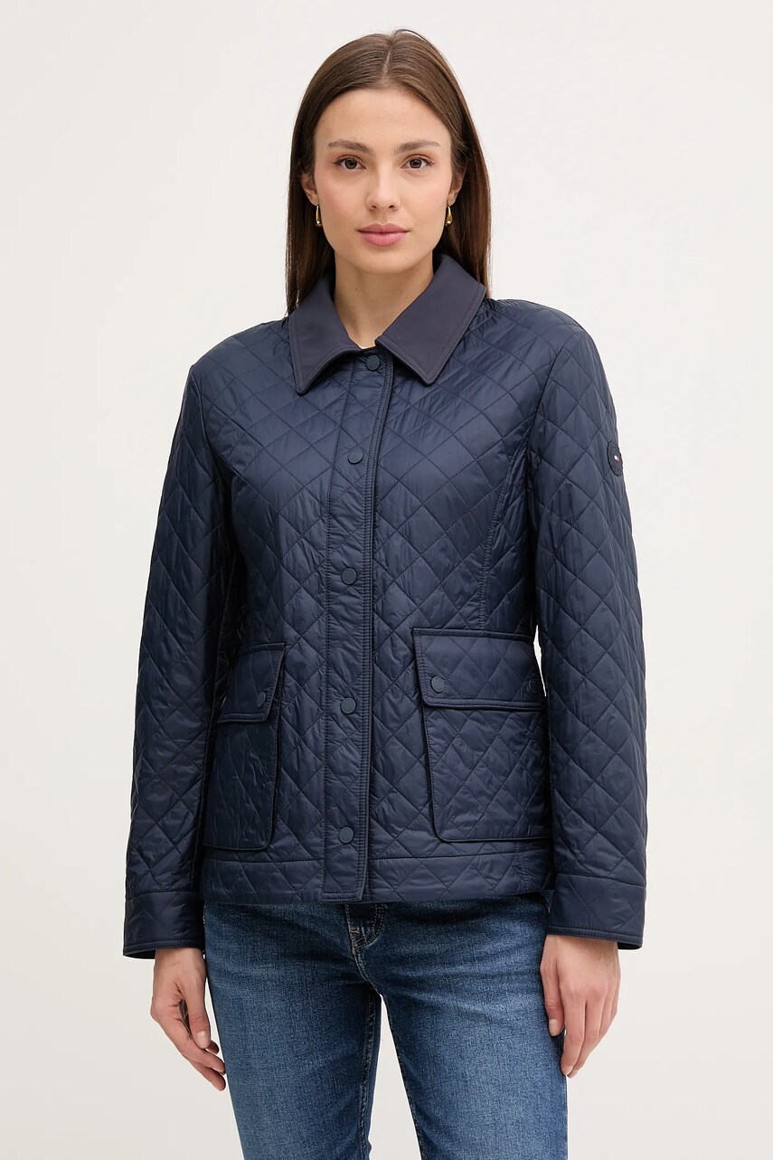 Levně Bunda Tommy Hilfiger tmavomodrá barva, přechodná, WW0WW45641