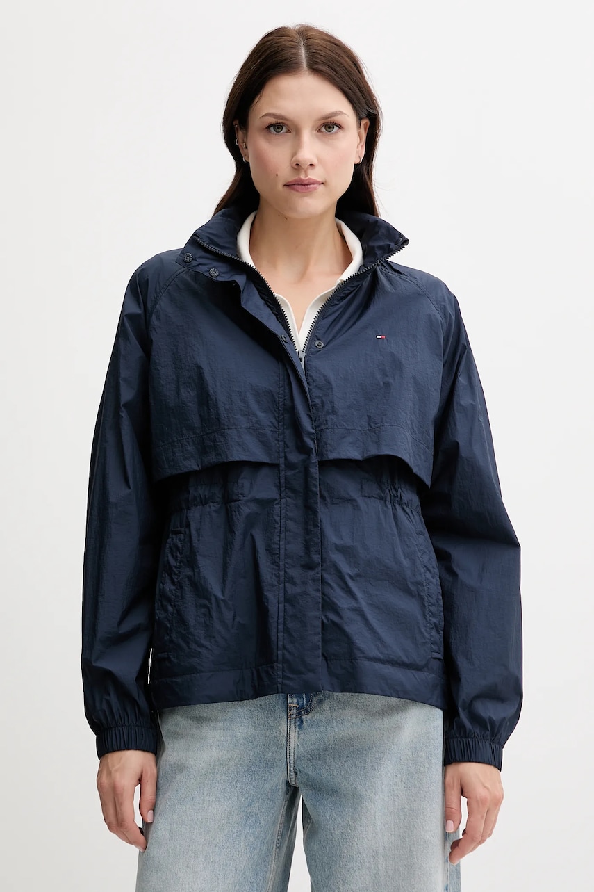 Bunda Tommy Hilfiger tmavomodrá barva, přechodná, WW0WW46444