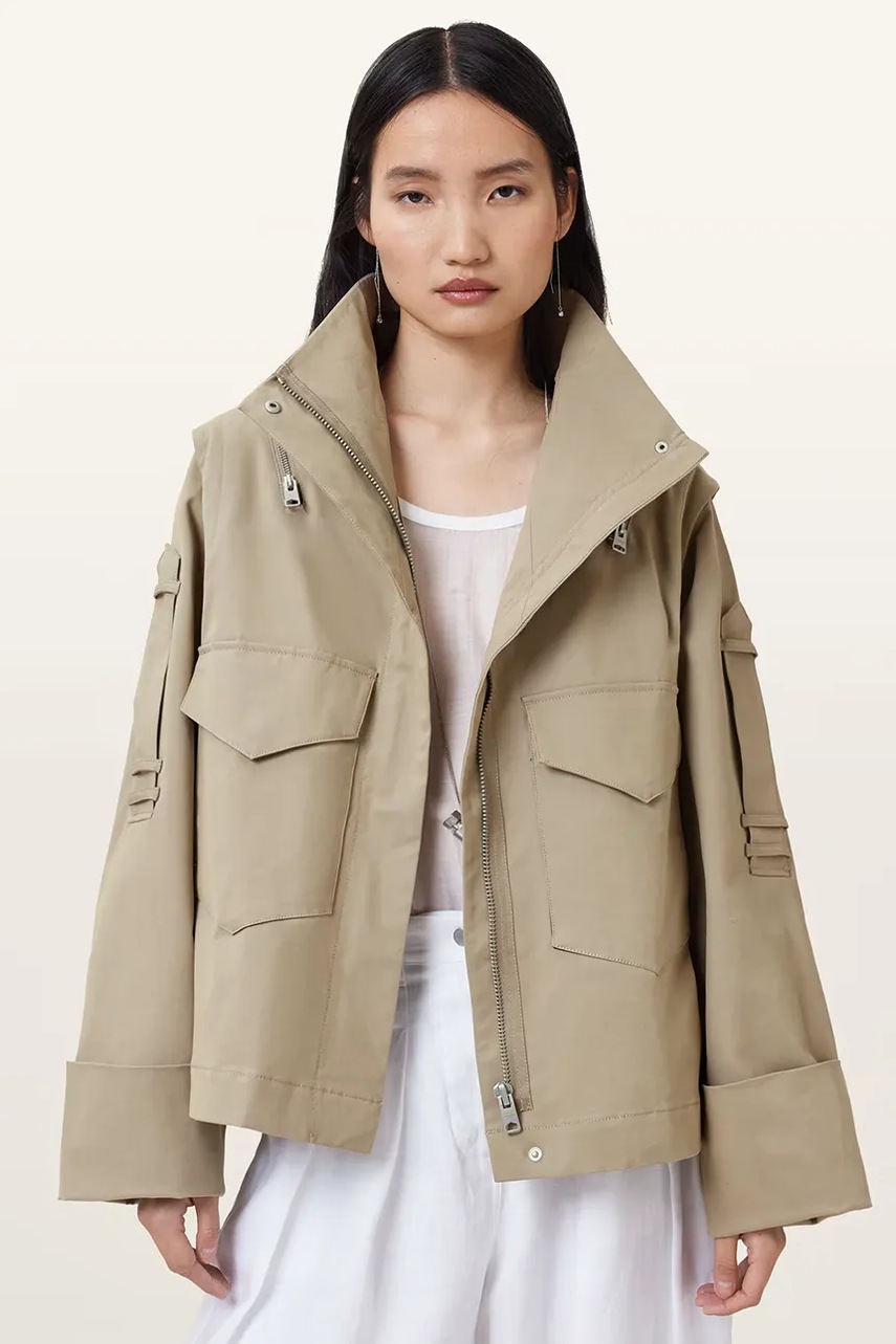 Куртка AllSaints LEIGHTON цвет бежевый переходная oversize W039OC