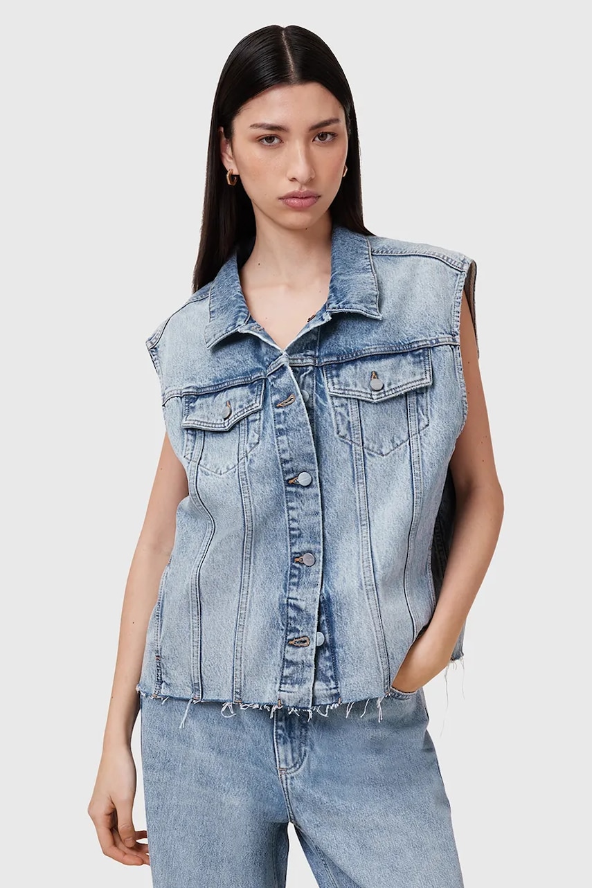 AllSaints vestă din denim LAURA de tranzitie, W055OC
