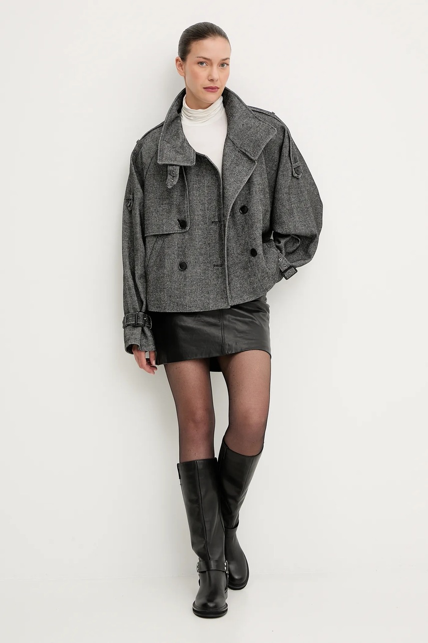 Пальто с шерстью Gestuz цвет серый  10910324