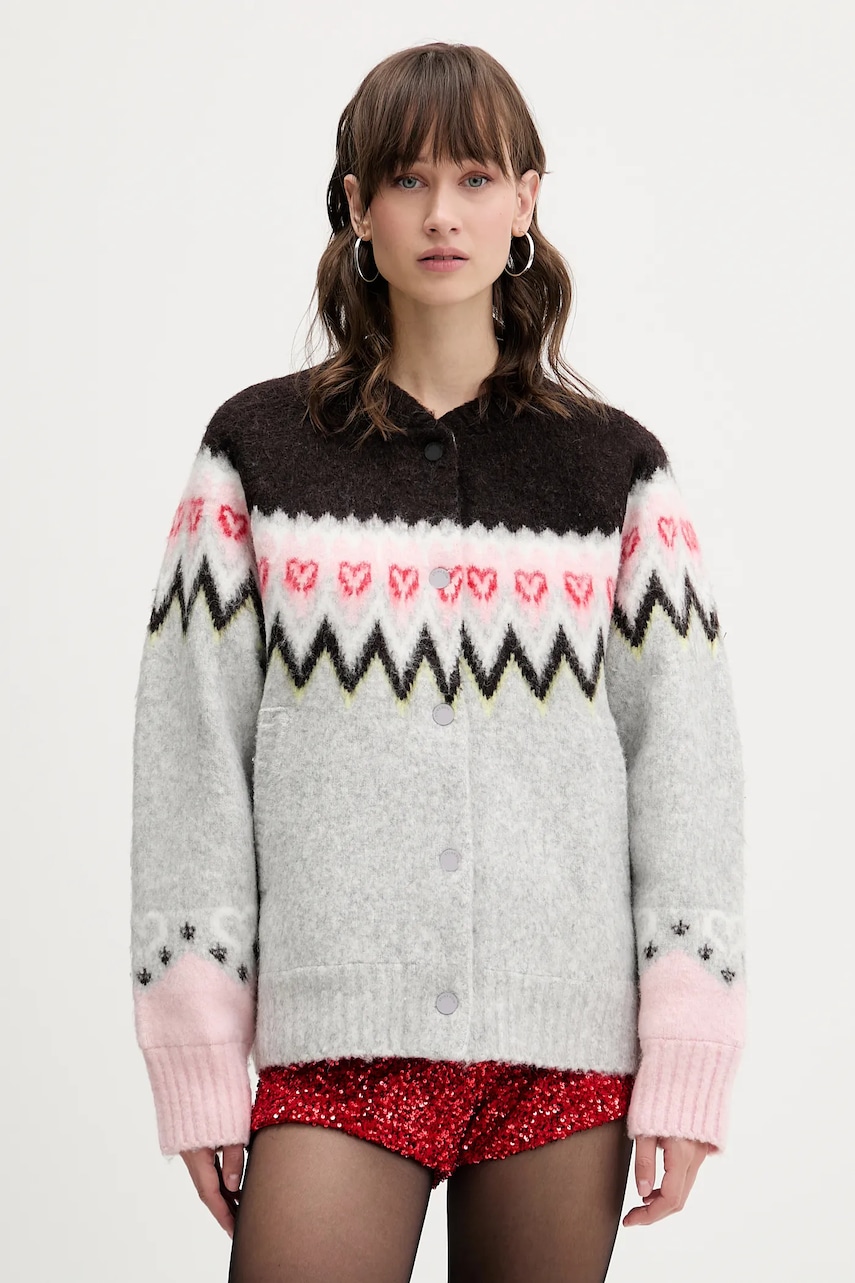 Stine Goya geacă din amestec de lână culoarea gri, de tranziție, oversize, SG-AW25-J061-2422