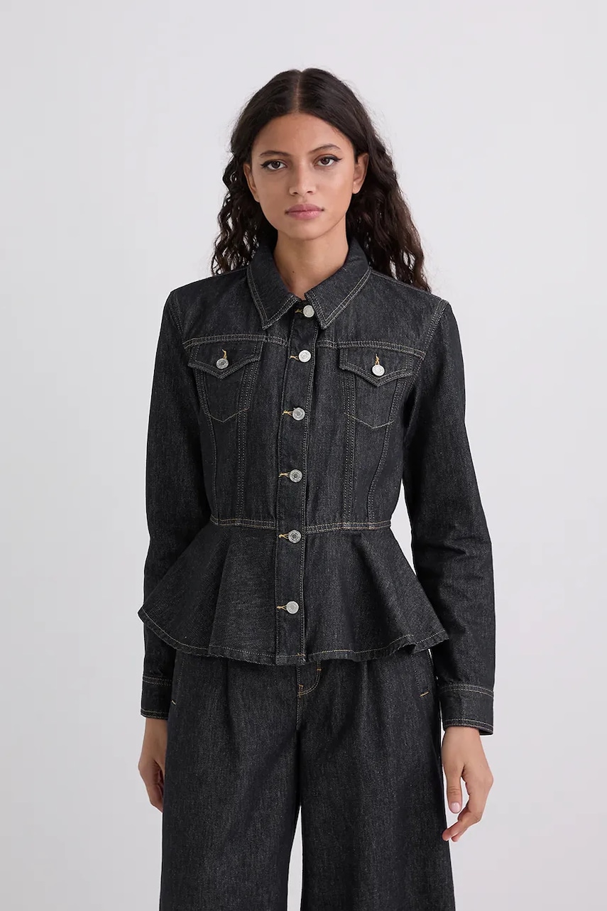 Karl Lagerfeld geacă din denim culoarea bleumarin, de tranzitie, A3W14001