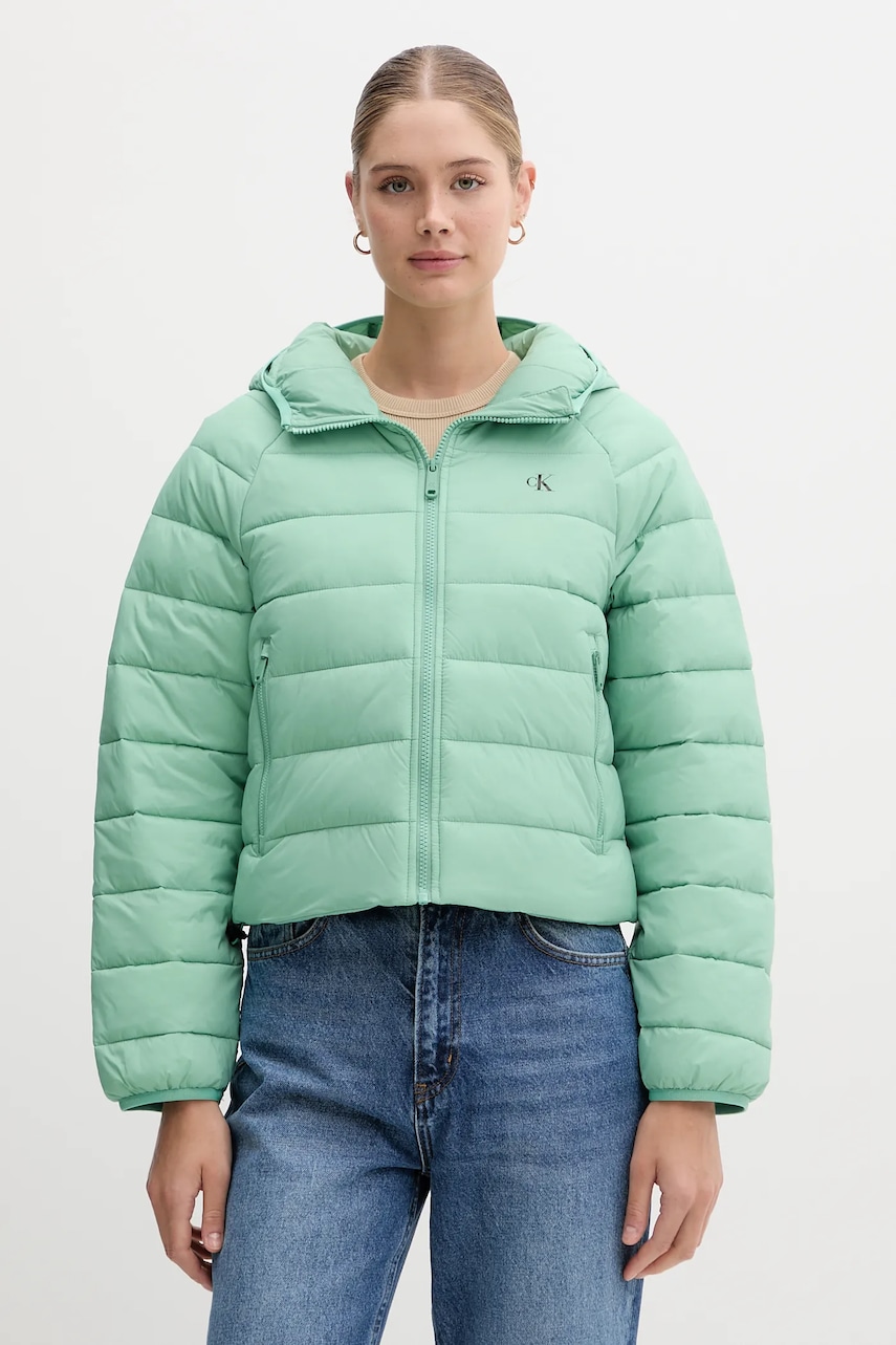 Levně Bunda Calvin Klein Jeans zelená barva, přechodná, LV047C510G