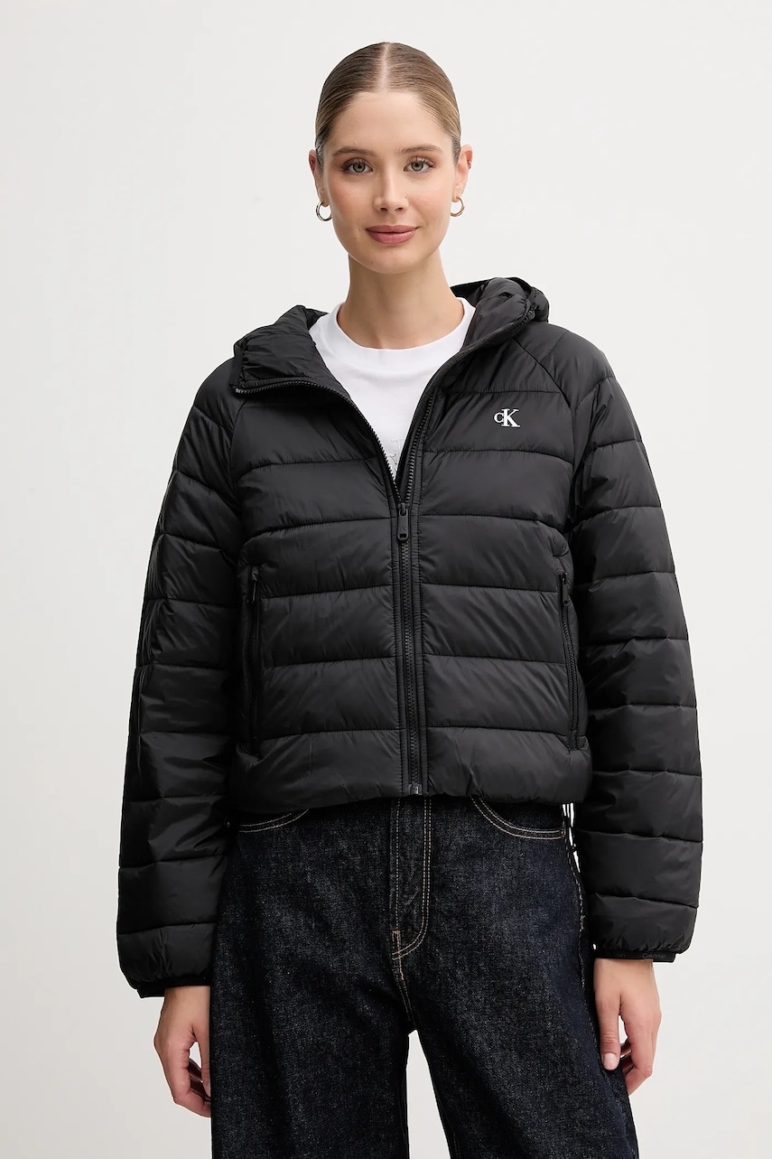 Levně Bunda Calvin Klein Jeans černá barva, přechodná, LV047C510G