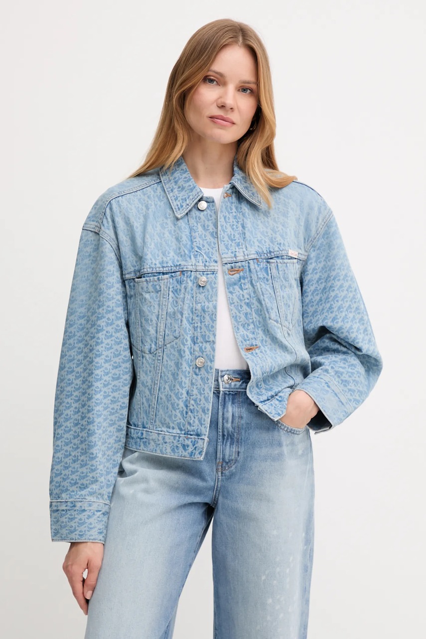 Levně Džínová bunda Calvin Klein Jeans modrá barva, přechodná, oversize, LV047C782G