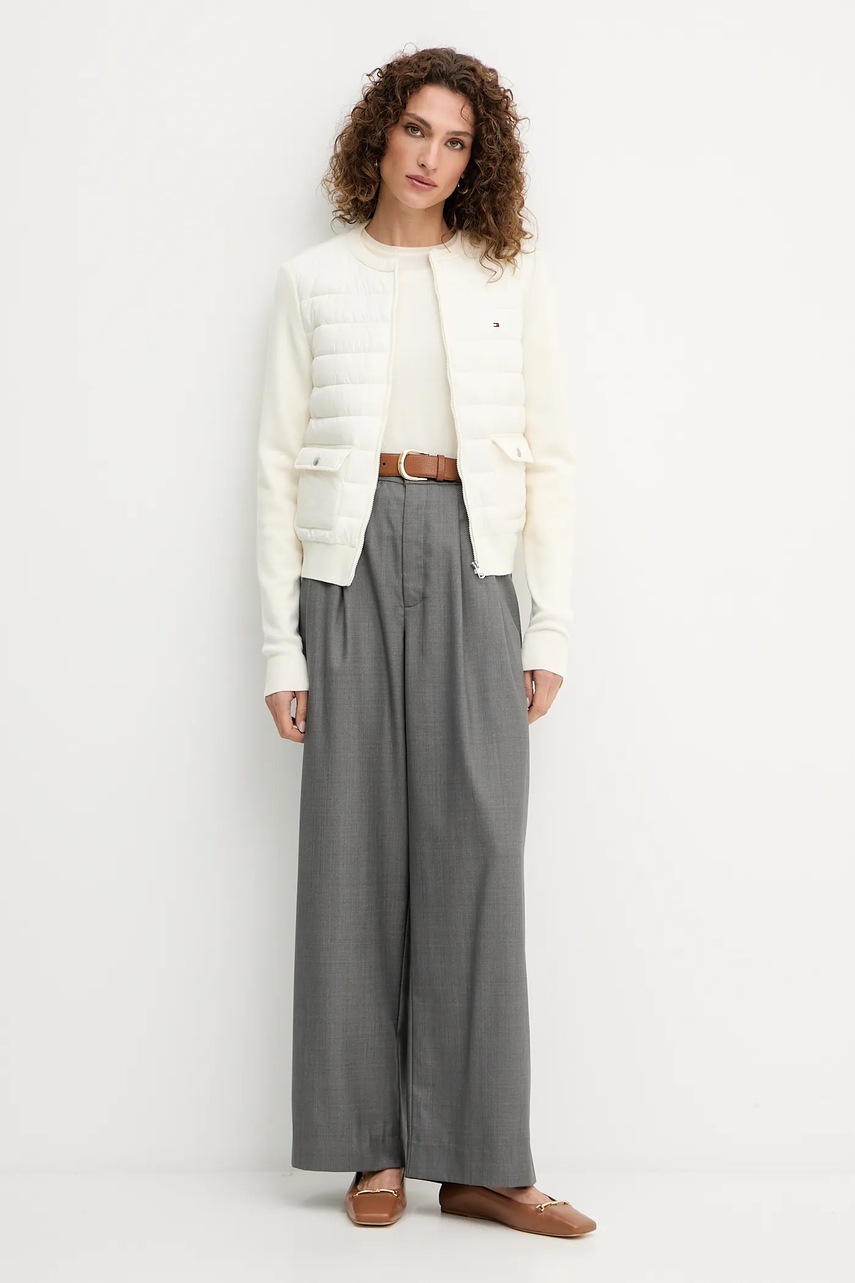 Куртка с примесью шерсти Tommy Hilfiger цвет бежевый демисезонная WW0WW46741