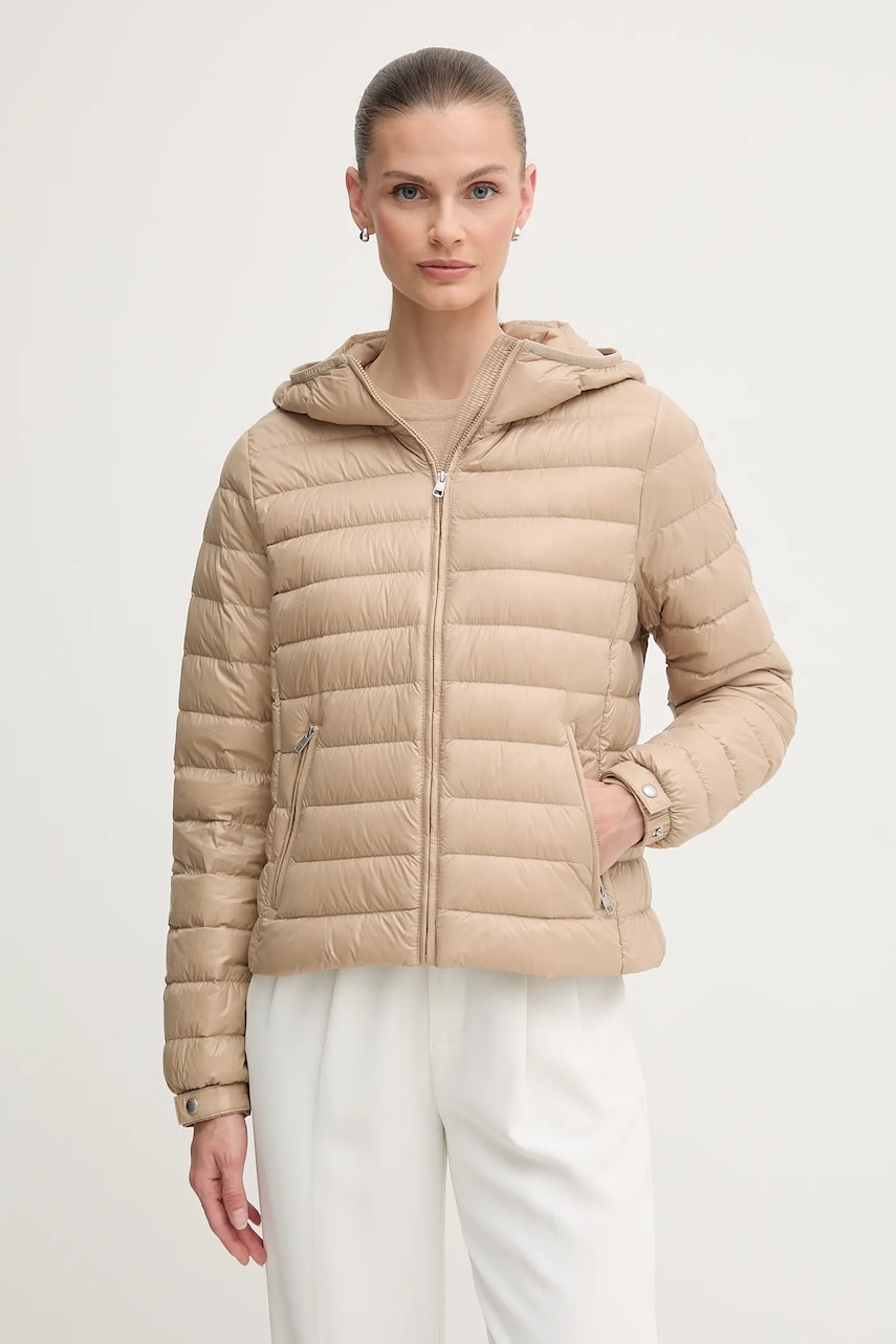 Levně Péřová bunda Tommy Hilfiger béžová barva, přechodná, WW0WW46788