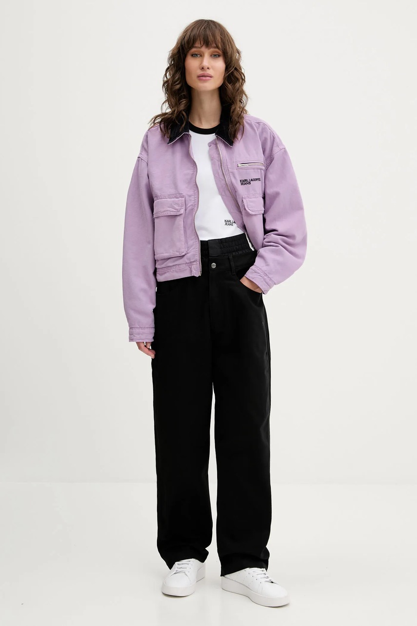 Хлопковая куртка Karl Lagerfeld Jeans цвет фиолетовый переходная oversize A3W14016 Хлопковая куртка Karl Lagerfeld Jeans цвет фиолетовый переходная oversize A3W14016