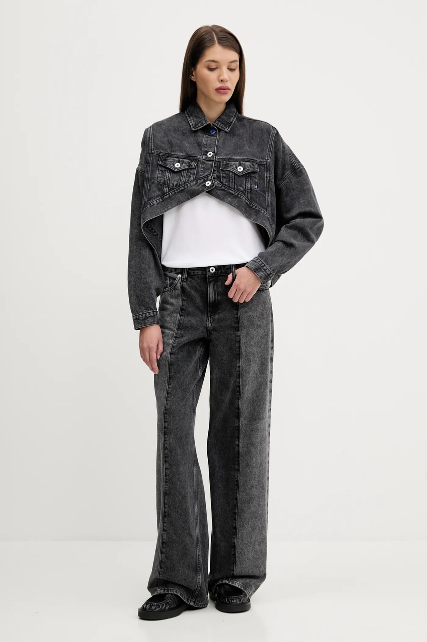 Хлопковая джинсовая куртка Karl Lagerfeld Jeans цвет чёрный демисезонная oversize A3W14060