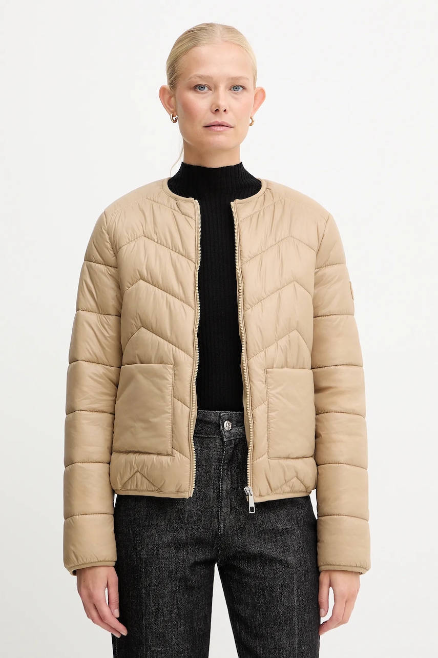 BOSS Orange geacă de puf culoarea bej, de tranziție, 50542364