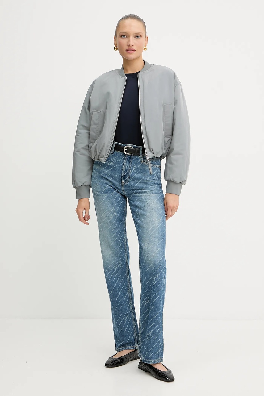 Двусторонняя куртка-бомбер BOSS Orange цвет серый переходная oversize 50542454