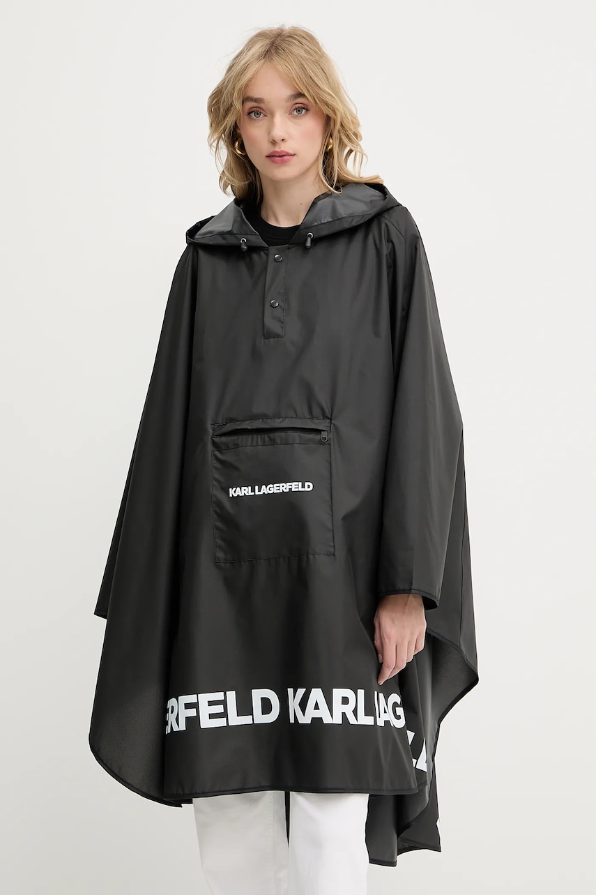 Karl Lagerfeld poncho culoarea negru, de tranzitie, oversize, A3W50105
