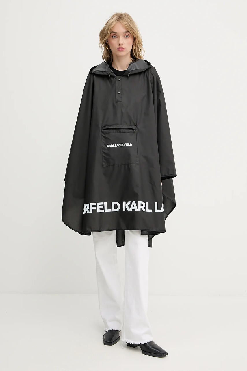Пончо Karl Lagerfeld цвет чёрный демисезонное oversize A3W50105