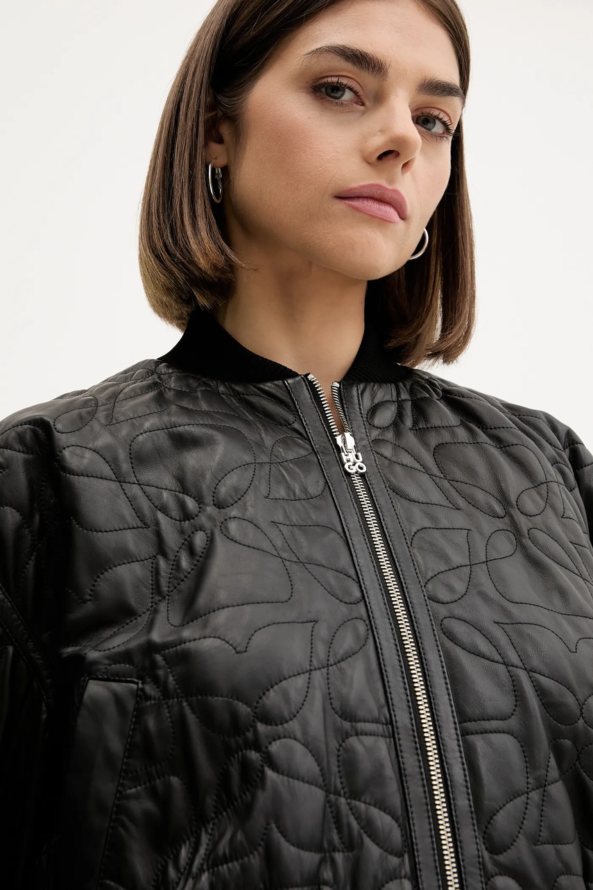 Kožená bunda bomber HUGO Lesana (obrázek 4)