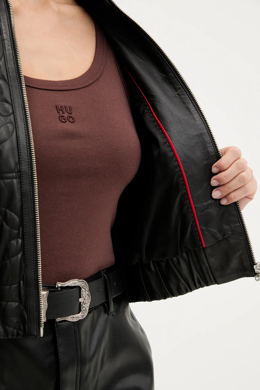 Kožená bunda bomber HUGO Lesana (obrázek 6)