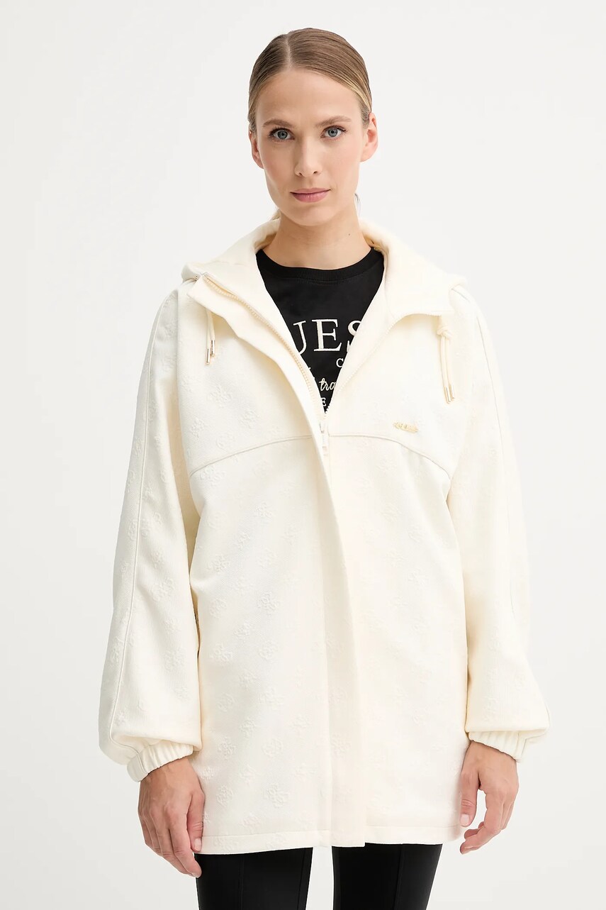 Levně Bunda Guess PEONY béžová barva, přechodná, oversize, V5YQ05 KBSL2