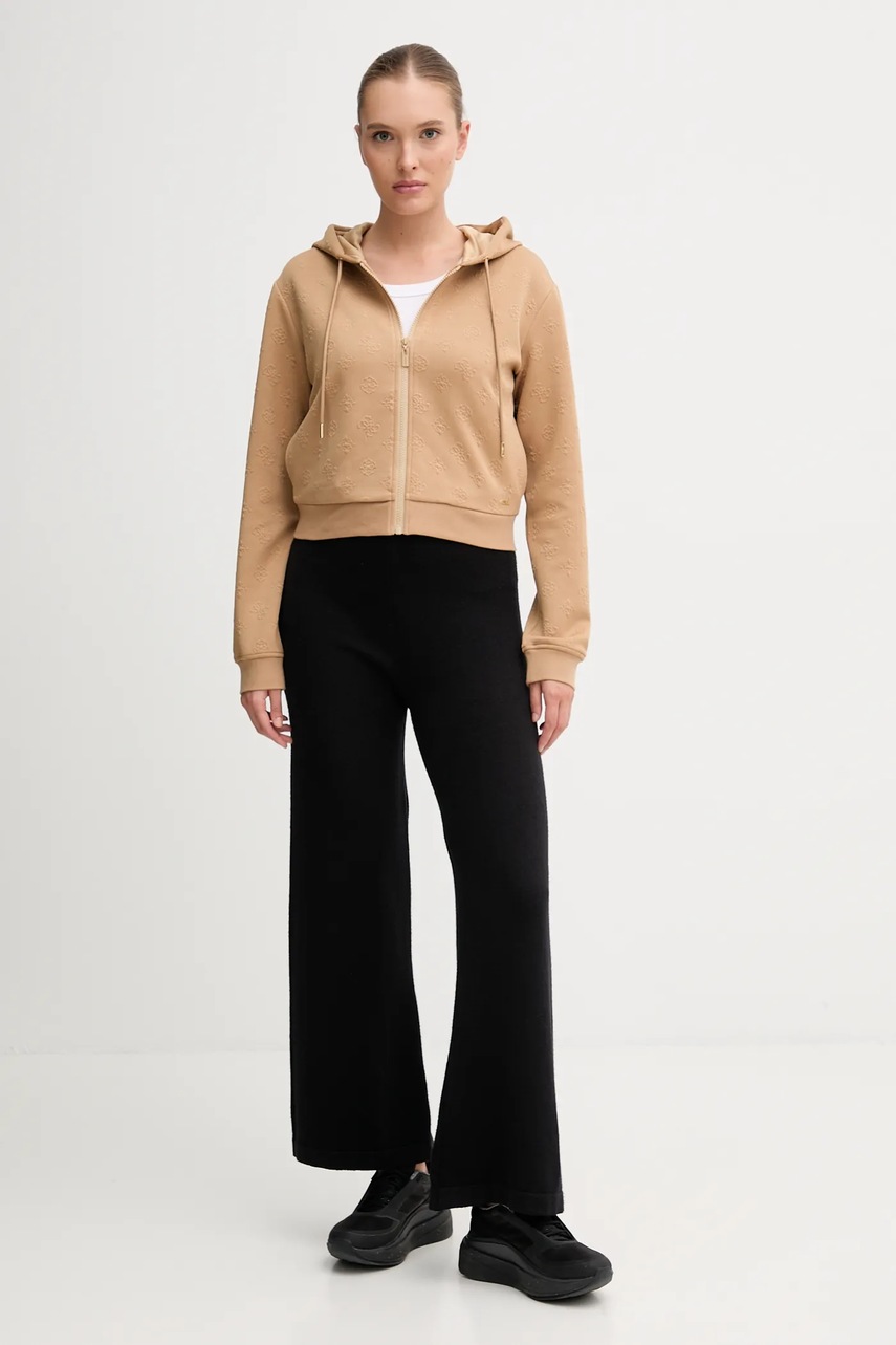 Кофта Guess PEONY цвет бежевый с капюшоном однотонная V5YQ06 KBSL2 Кофта Guess PEONY цвет бежевый с капюшоном однотонная V5YQ06 KBSL2