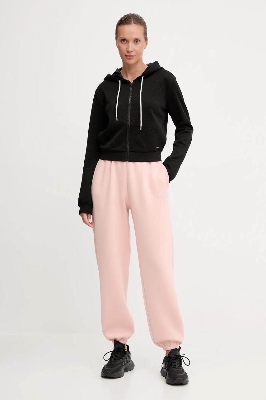 Кофта Guess PEONY цвет чёрный с капюшоном однотонная V5YQ06 KBSL2 Кофта Guess PEONY цвет чёрный с капюшоном однотонная V5YQ06 KBSL2