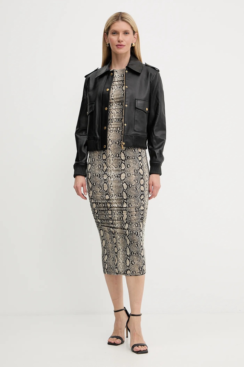 Кожаная куртка MICHAEL Michael Kors цвет чёрный демисезонная MT520IQFAF