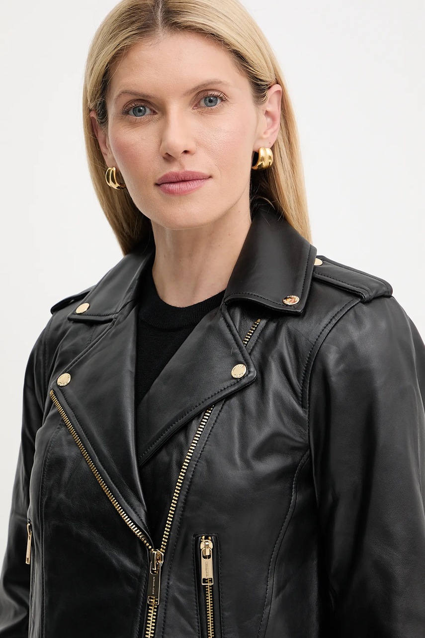 Δερμάτινo jacket MICHAEL Michael Kors χρώμα: μαύρο, MT520IE8RK φωτογραφία