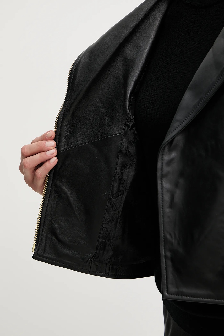 Δερμάτινo jacket MICHAEL Michael Kors χρώμα: μαύρο, MT520IE8RK φωτογραφία