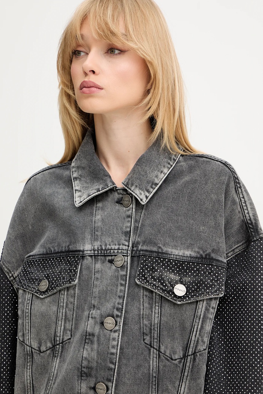 Τζιν μπουφάν Pinko χρώμα: γκρι, 104644 A2W4 φωτογραφία