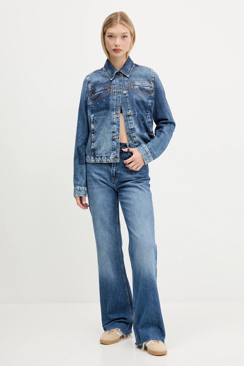 Τζιν μπουφάν Guess Originals HARRINGTON χρώμα: μπλε, W5YN69 D5R01 φωτογραφία