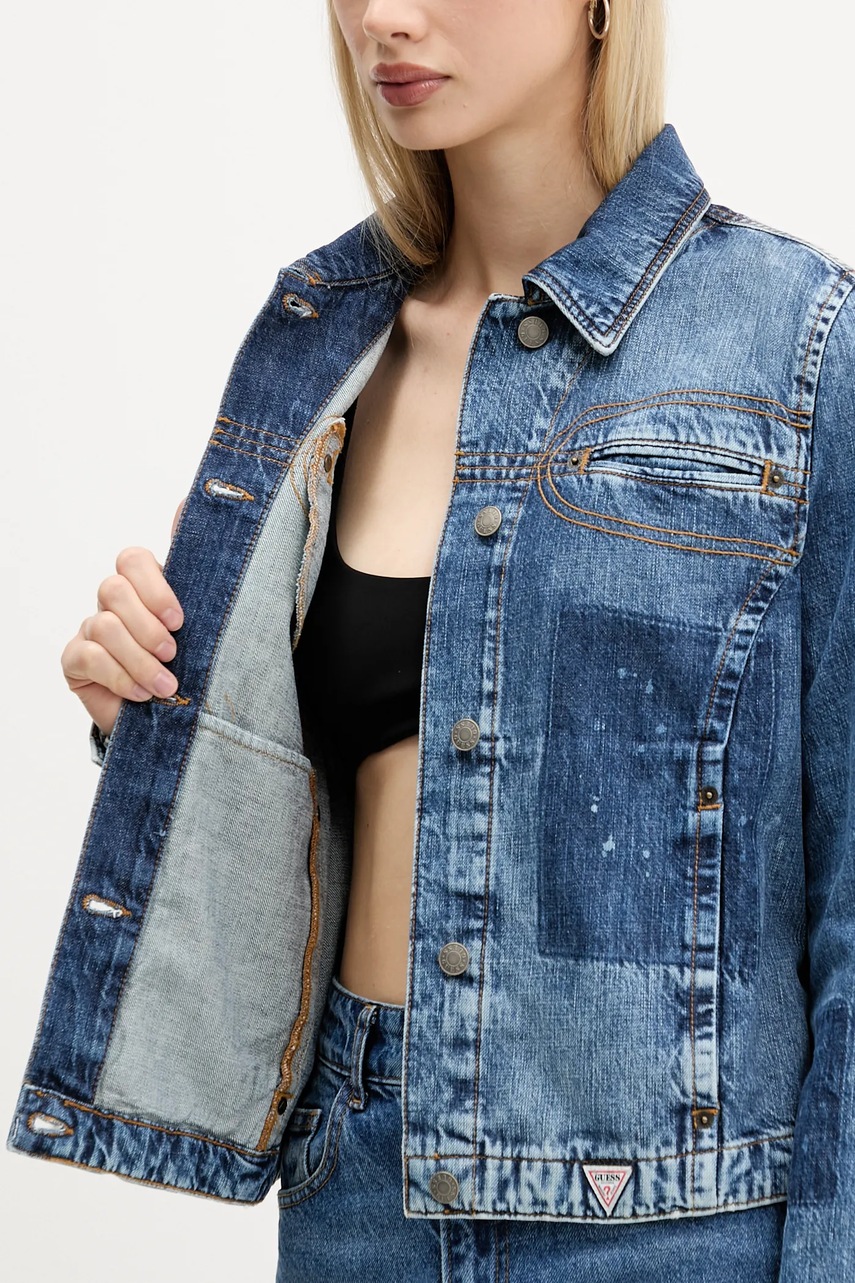 Τζιν μπουφάν Guess Originals HARRINGTON χρώμα: μπλε, W5YN69 D5R01 φωτογραφία