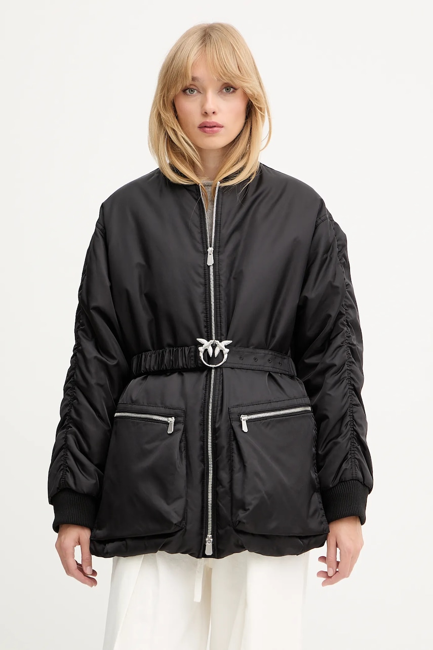 Levně Bunda Pinko černá barva, přechodná, oversize, 105340 A2OL