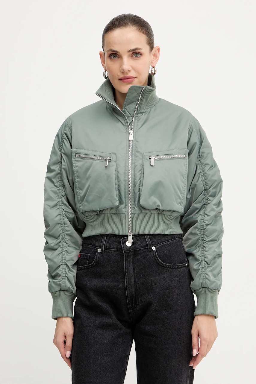 Levně Bomber bunda Pinko zelená barva, zimní, 105339 A2OI