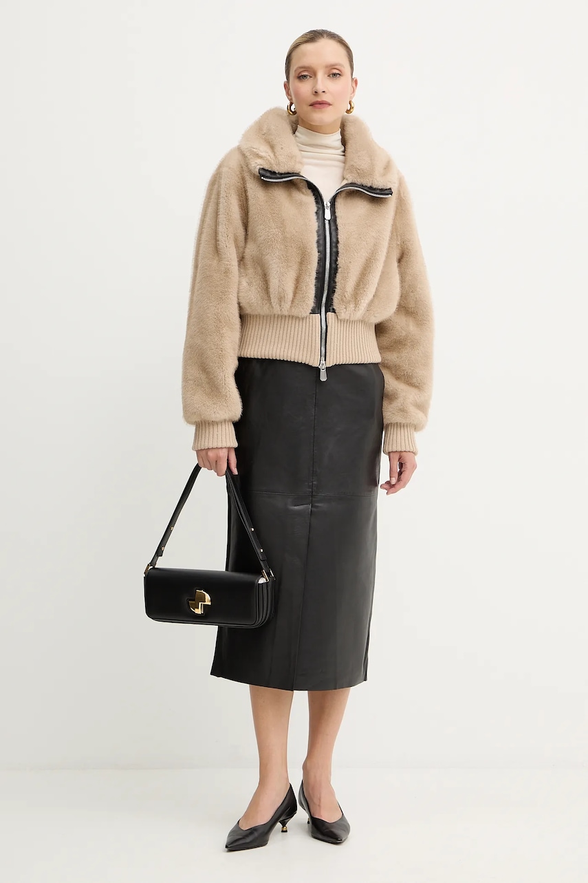 Куртка Pinko цвет бежевый демисезонная oversize 105399 A2PI Куртка Pinko цвет бежевый демисезонная oversize 105399 A2PI