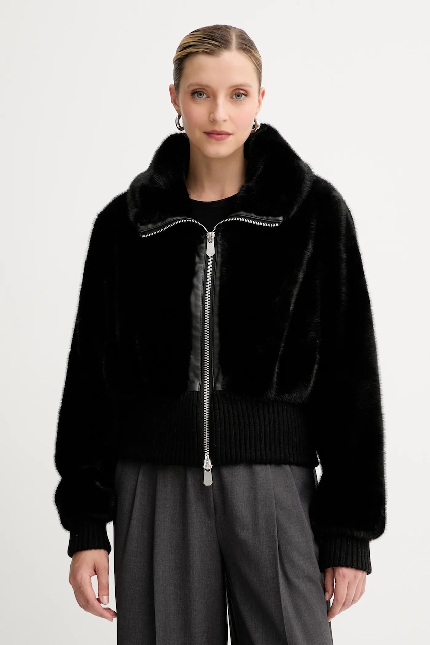 Levně Bunda Pinko černá barva, přechodná, oversize, 105399 A2PI